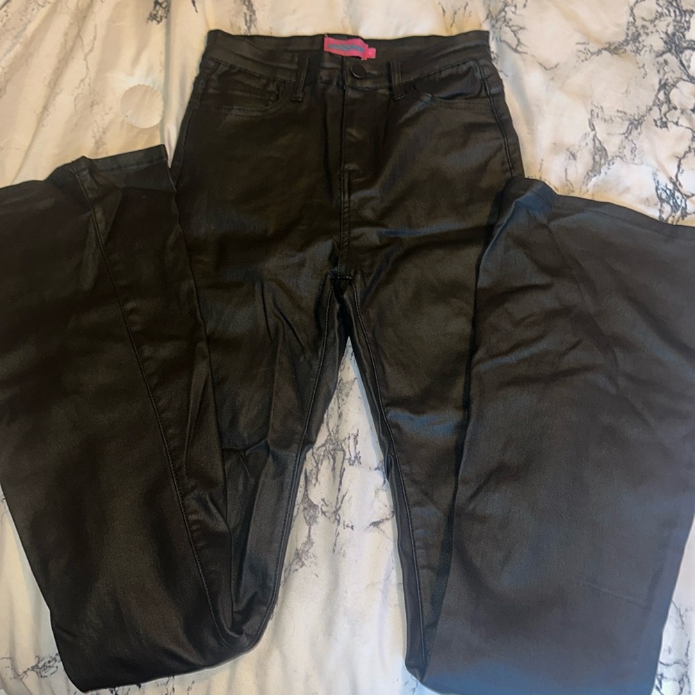 Leather flare pants